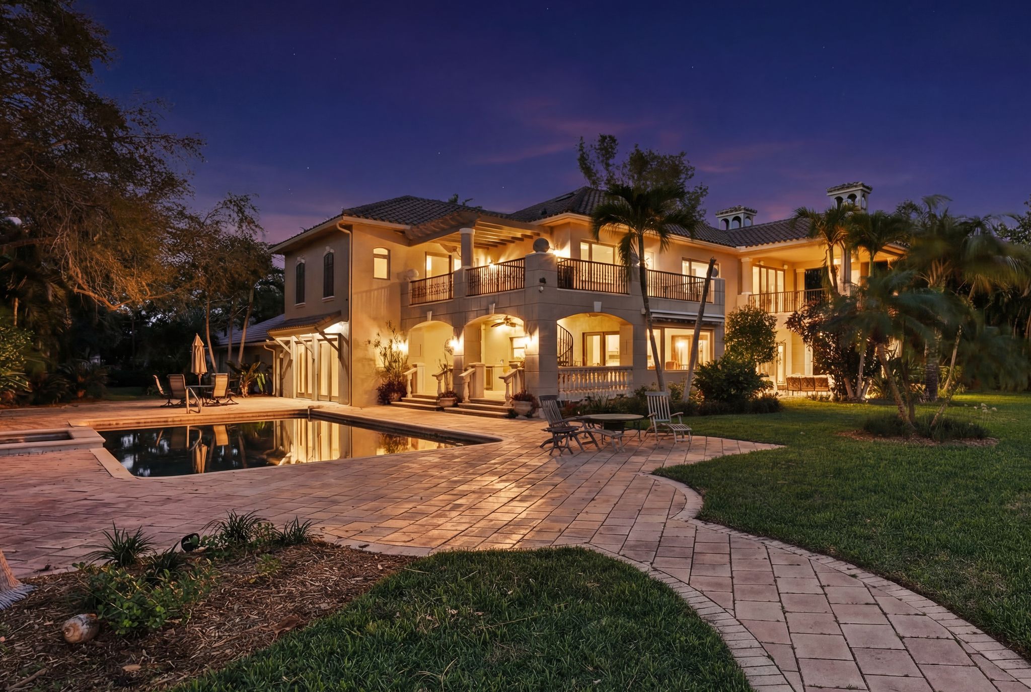 Rear exterior with pool and Tampa Bay view
