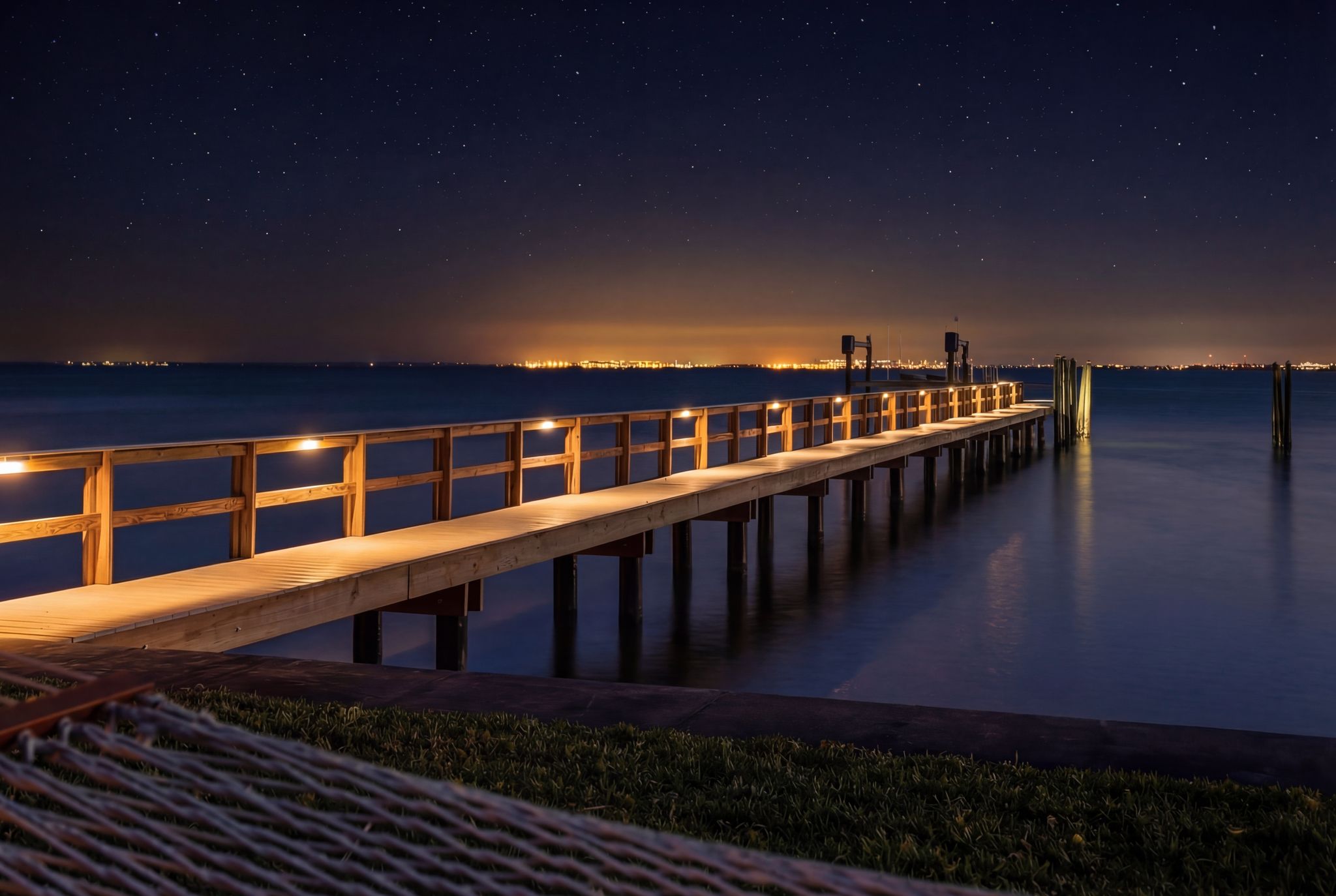 Aerial view from Tampa Bay showing both waterfront parcels — 6755 30th Street South and 6754 31st Street South — spanning from cul-de-sac to cul-de-sac